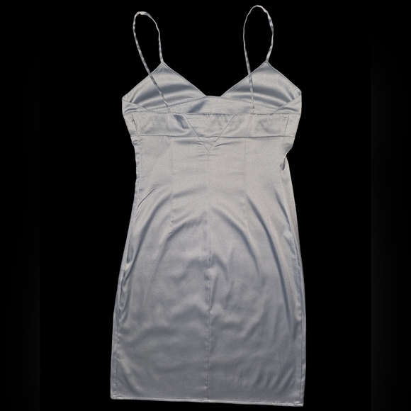 Tommy Hilfiger Y2K Slip Dress Silver Blue Satin Spaghetti Strap Sz S - Picture 6 of 16